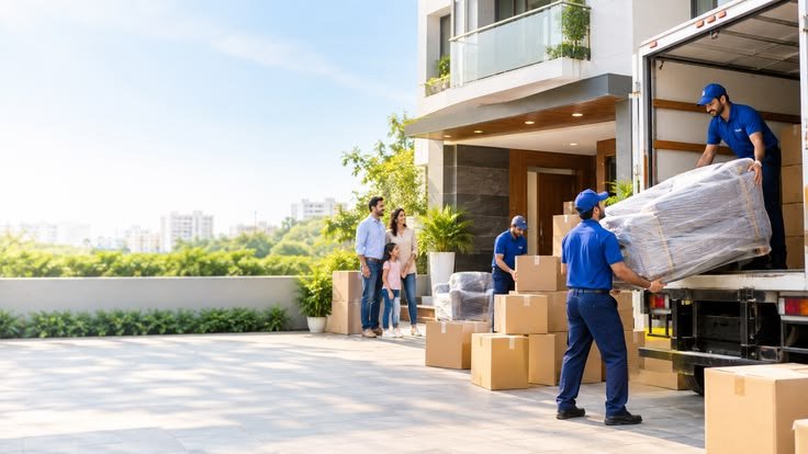 Packed household goods ready for moving